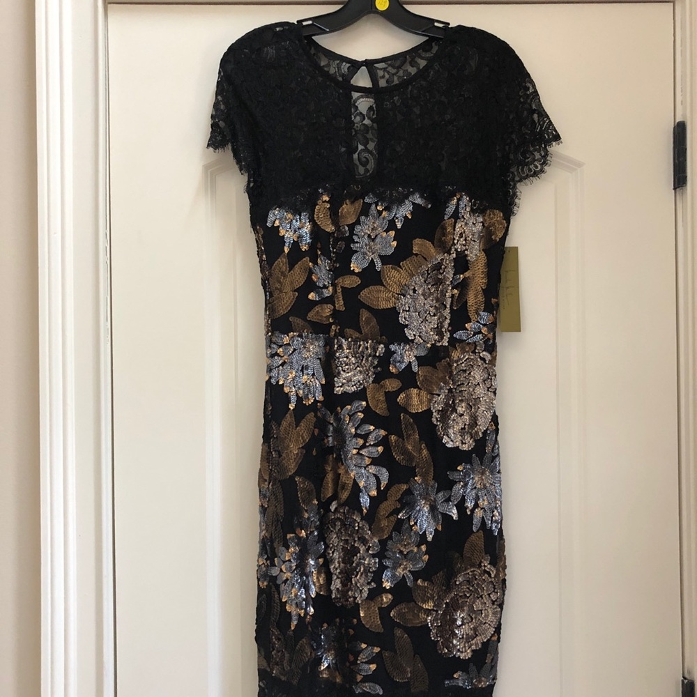 Black sequin cocktail dress